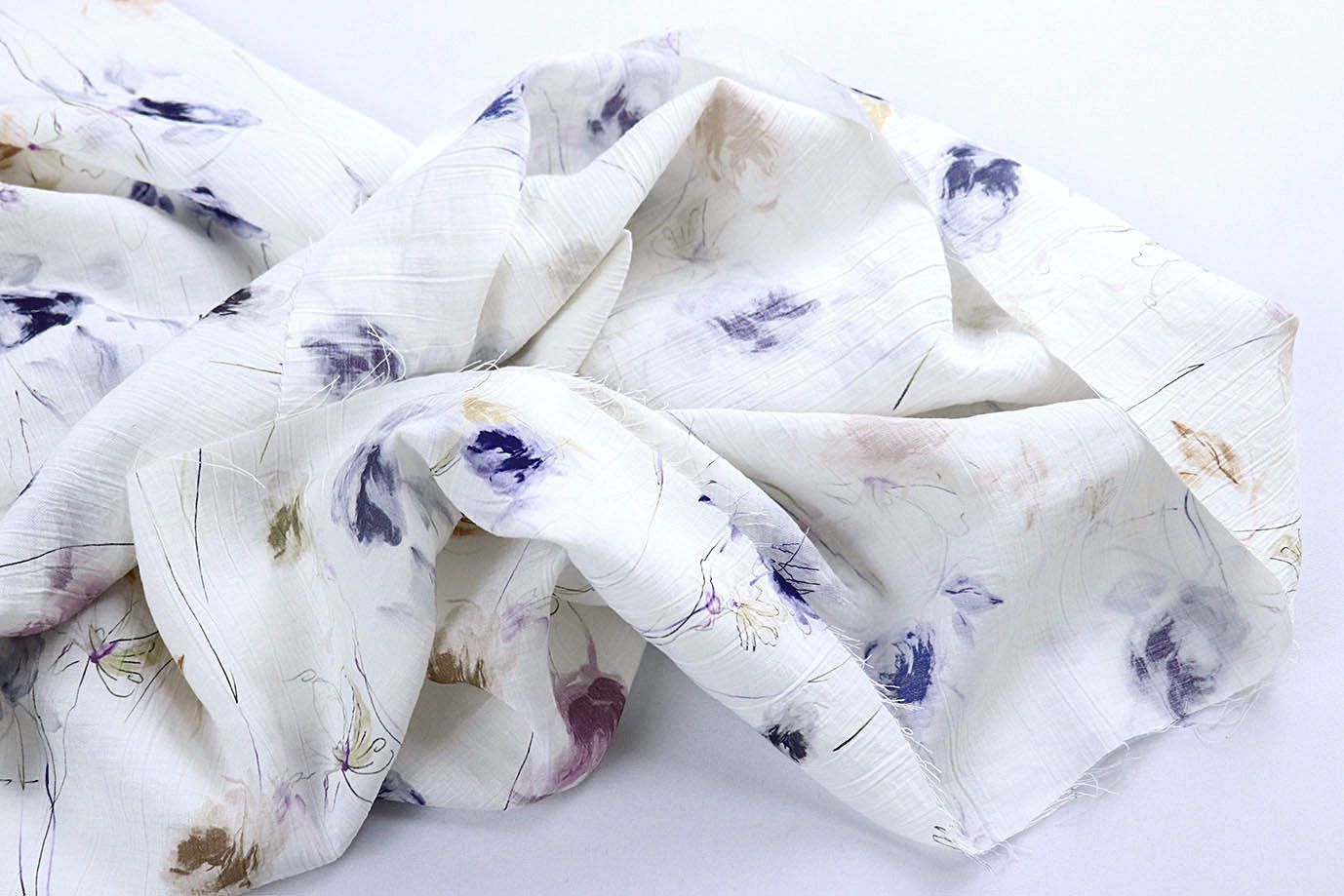 Лен "Медея" принт/цветы сине-желтые на сером 4098-PY/D#1/C#1