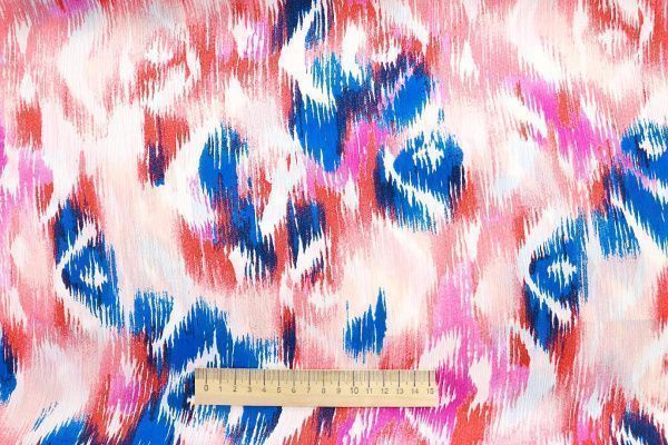 Сатин "София" креш принт/сине-розовый на белом 3608-PY/D#3/C#3