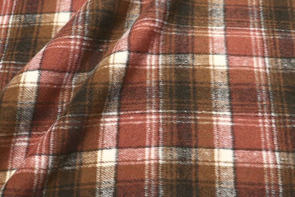 Пальтовая ткань принт/клетка розово-коричневая AP210426031/D#908-40130/C#3