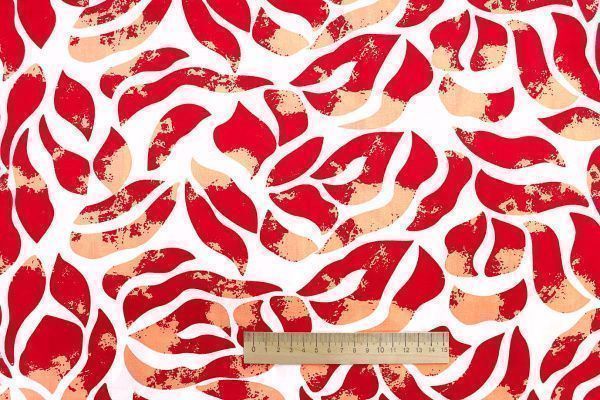 Штапель принт/красно-персиковый на белом 1374-PY/D#22/C#5