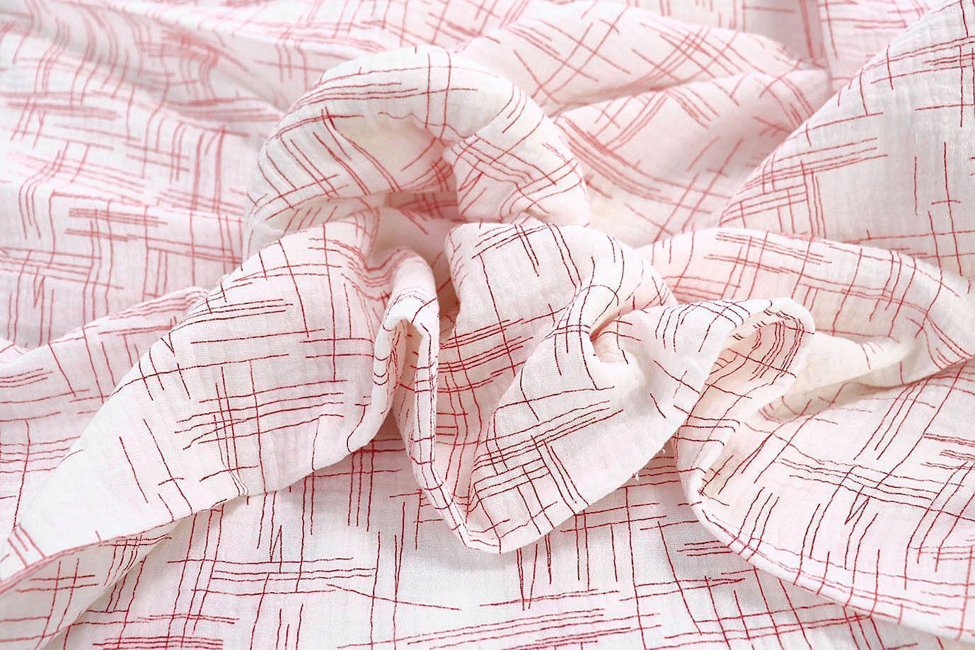 Муслин принт/красный на белом 1393-PY/D#8/C#4