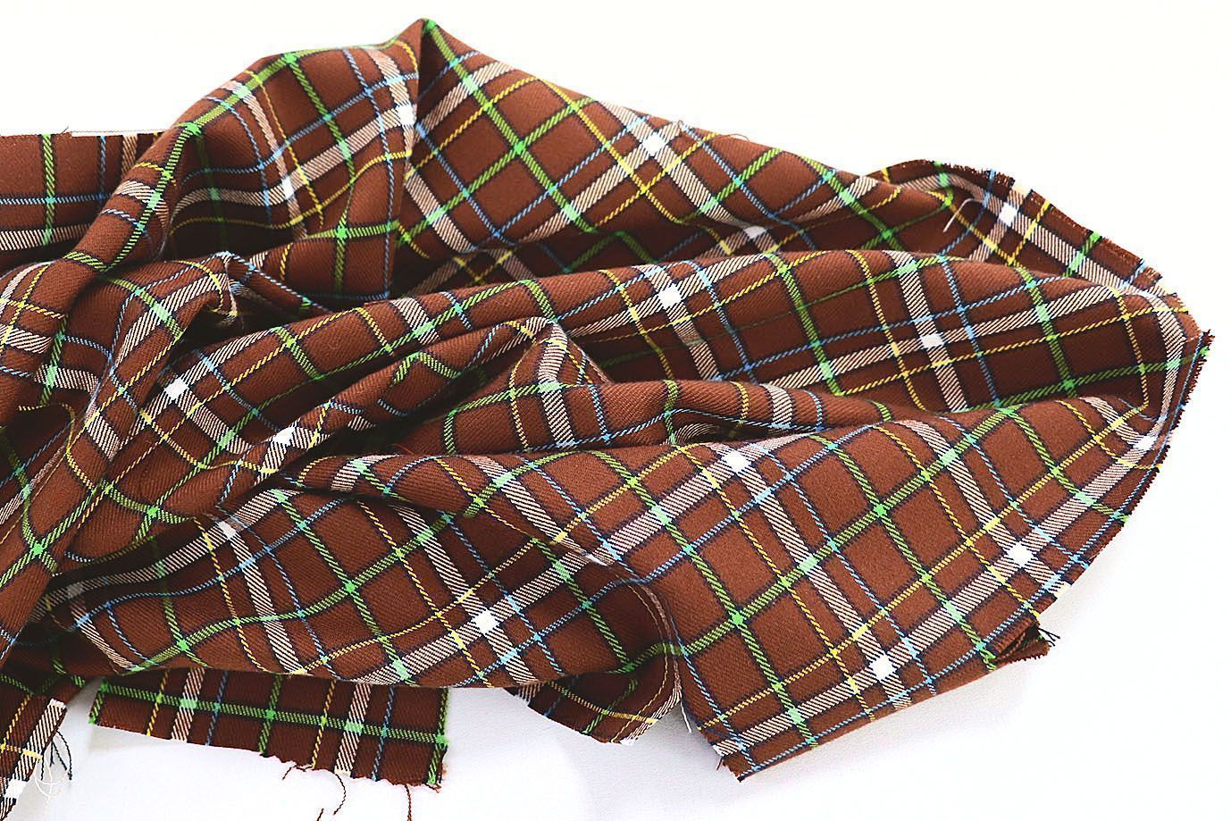 Костюмная ткань принт/клетка темно-коричневая 2581-PY/D#4/C#3