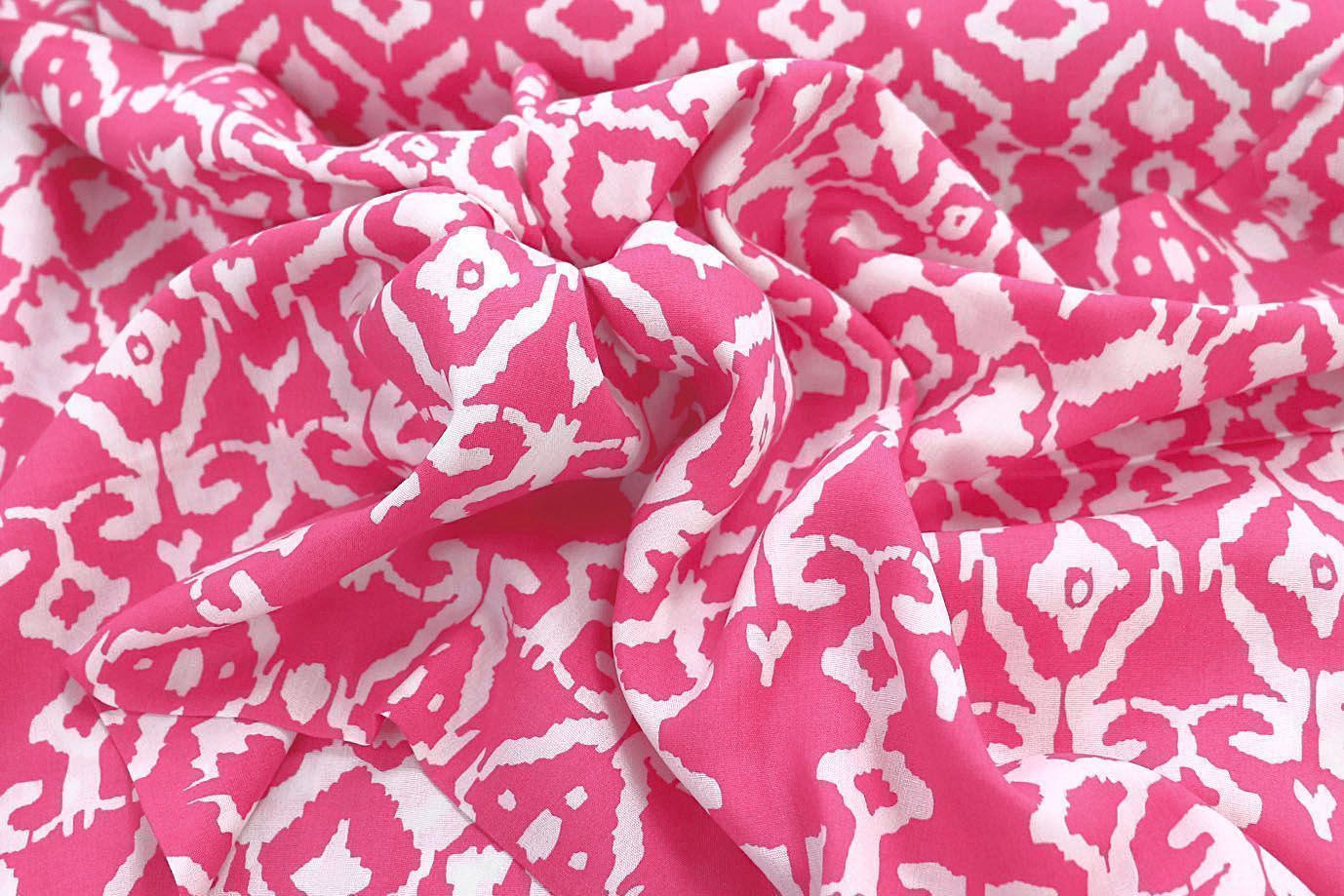 Штапель принт/узор белый на розовом 1374-PY/D#52/C#4