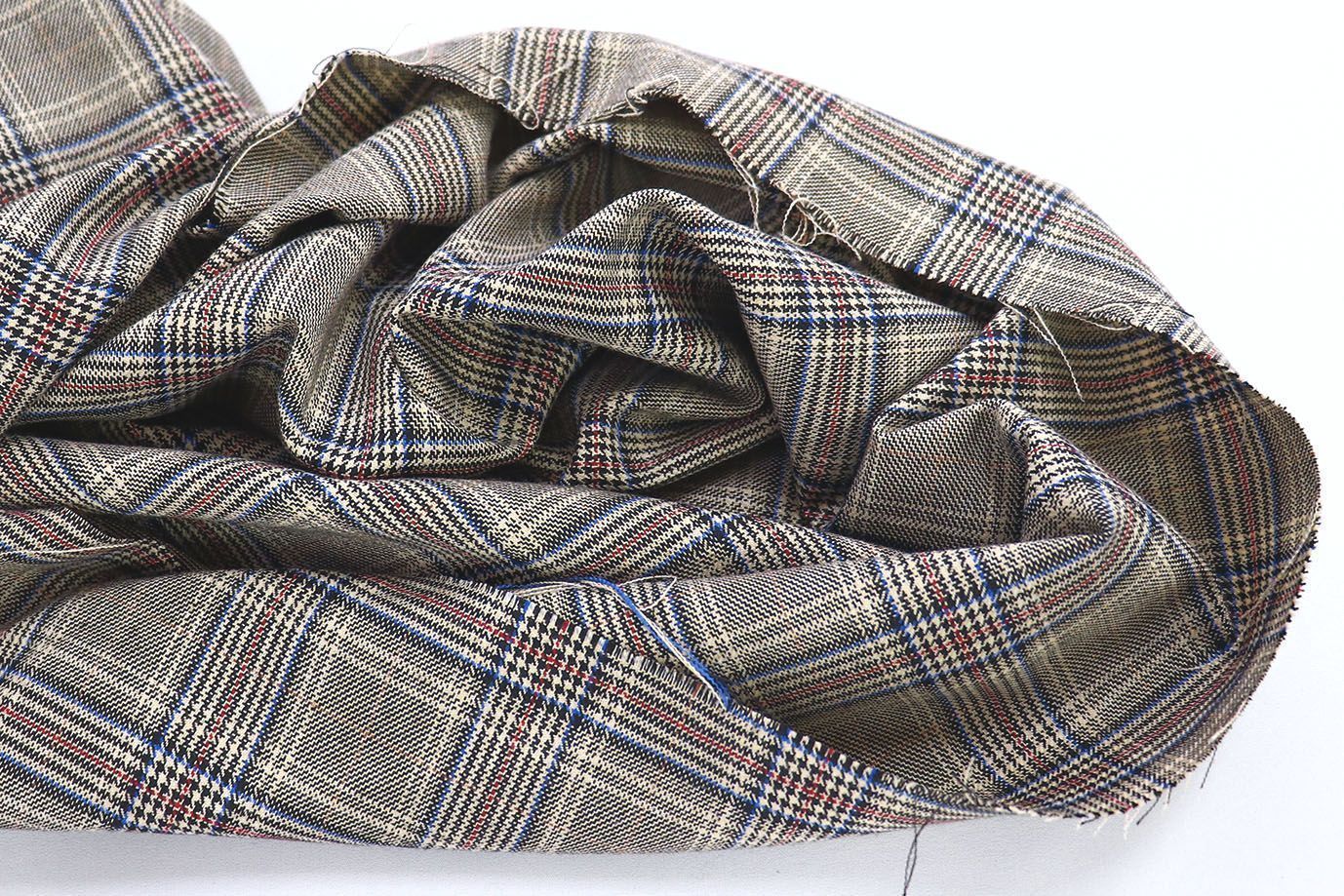 Костюмная ткань "Шотландка" принт/клетка бежевая 3079/D#11/C#1