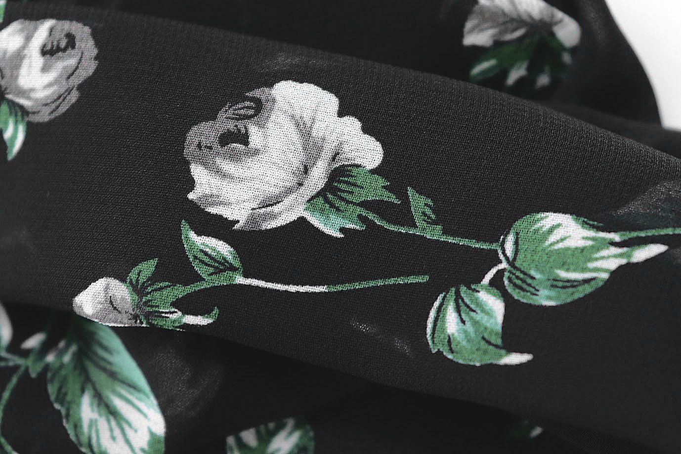 Шифон принт/цветы серые на черном 3707-PY/D#50/C#3