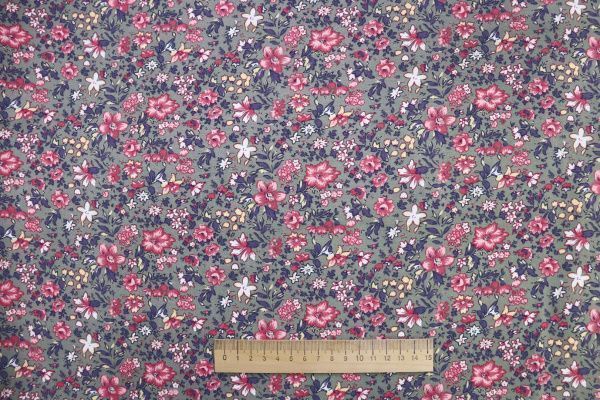 Штапель принт/цветы розовые на темно-сером 3861-PY/D#1/C#3
