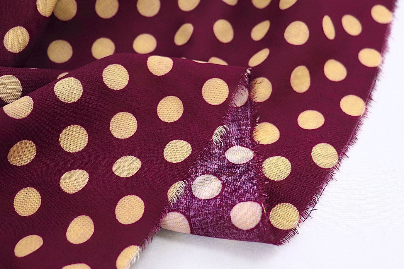 Штапель принт/горох желтый на бордовом 1179/D#2/C#6