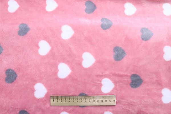 Велсофт принт/сердечки бело-серые на розовом AP5082511/D#222-FLA280YH/C#Y21021500-1