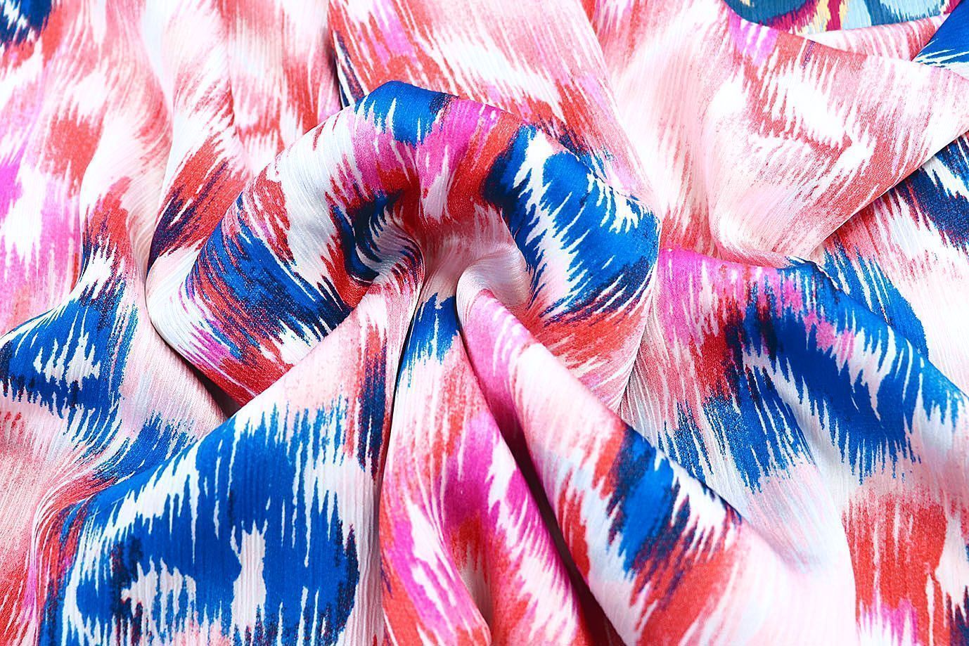 Сатин "София" креш принт/сине-розовый на белом 3608-PY/D#3/C#3