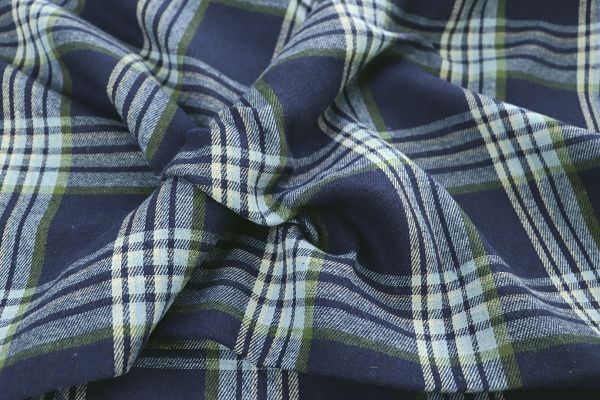 Рубашечная ткань принт/клетка голубая на синем 1418-PY/D#5/C#2