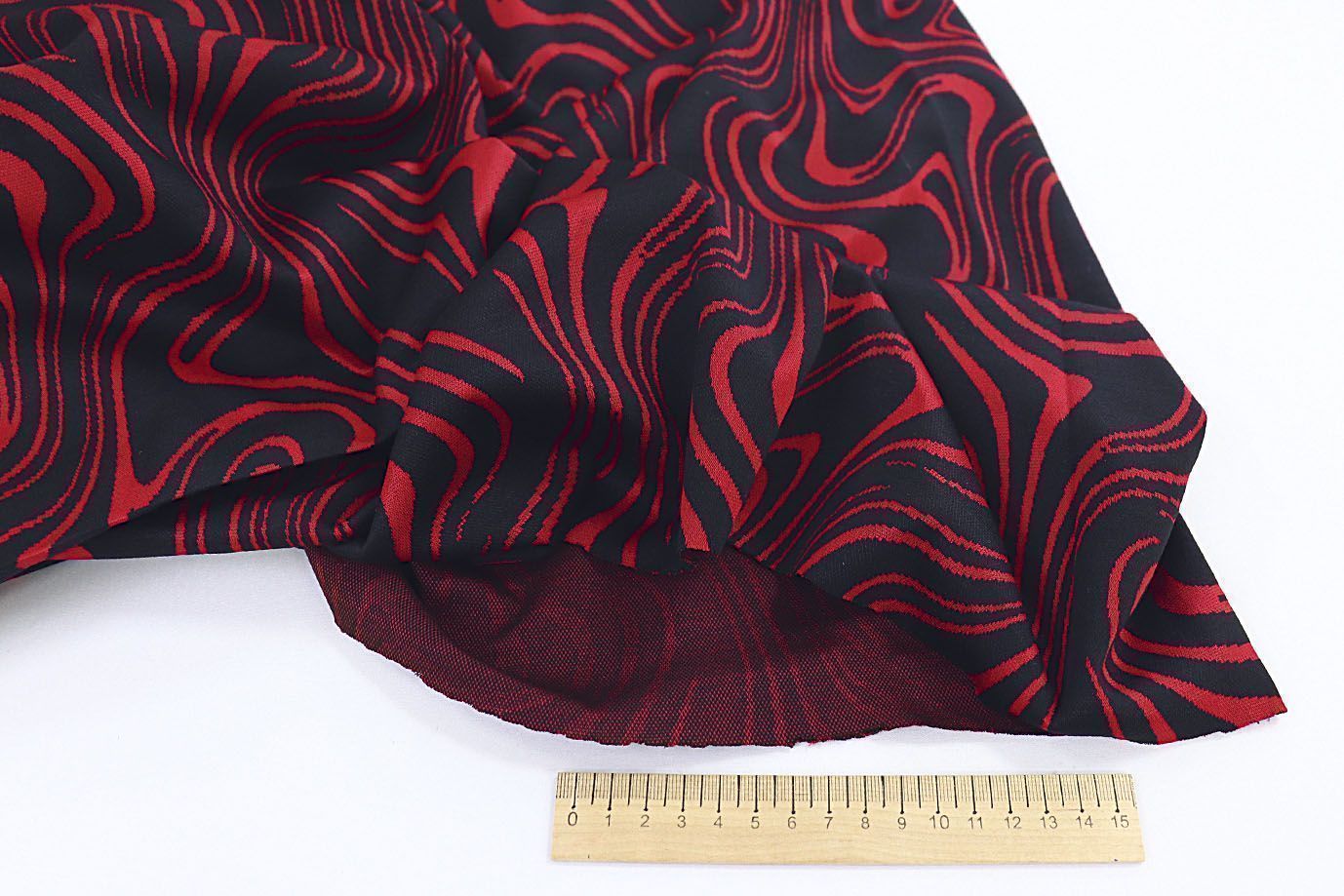 Трикотаж жаккард принт/черно-красный 3579-PY/D#16/C#3