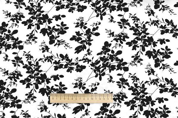 Штапель принт/цветы черные на белом 1374-PY/D#34/C#2