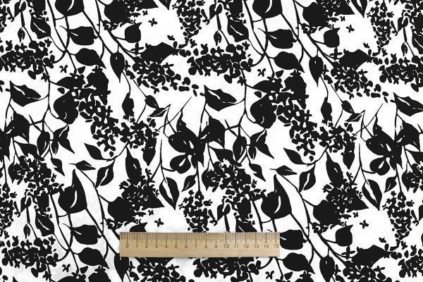 Штапель принт/цветы черные на белом 1374-PY/D#4/C#5