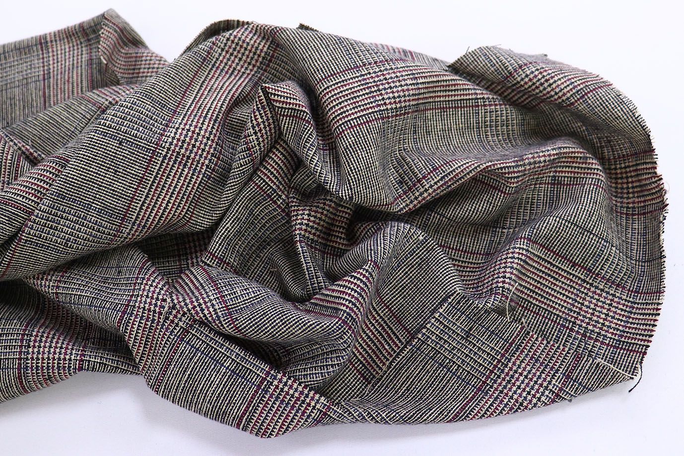 Костюмная ткань Твид принт/клетка сине-коричневая на бежевом 13338C/C#2 (PG263)