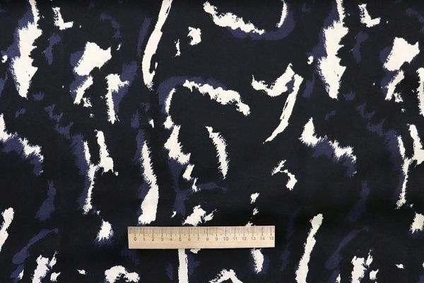 Шелк принт/бело-синий на черном 3874-PY/D#1/C#1