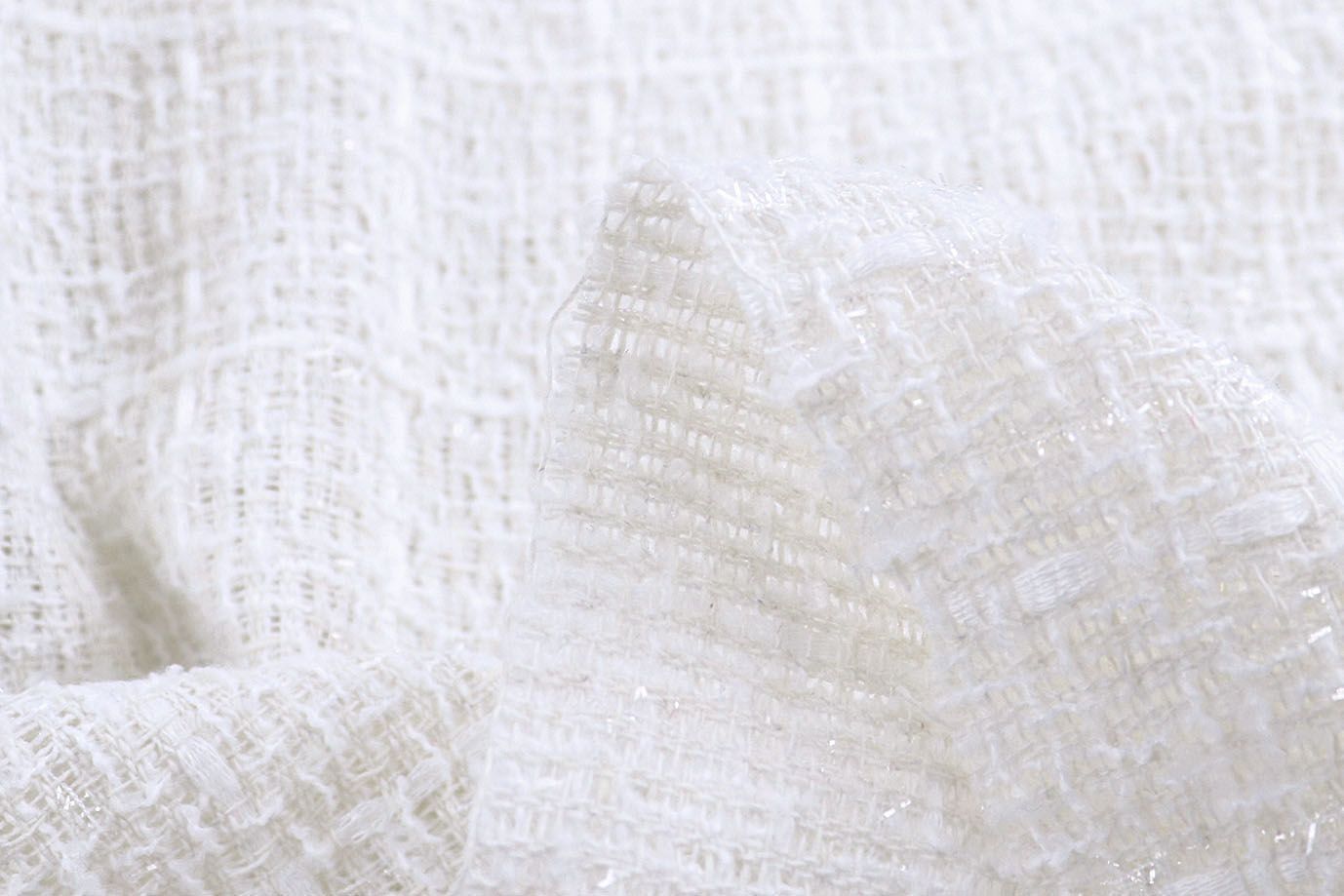 Костюмная ткань "Шанель" с люрексом/молочный 1422-PY/C#1