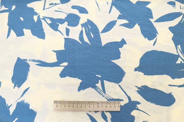 Лен БОХО принт/голубой на молочном 4077-PY/D#1/C#5