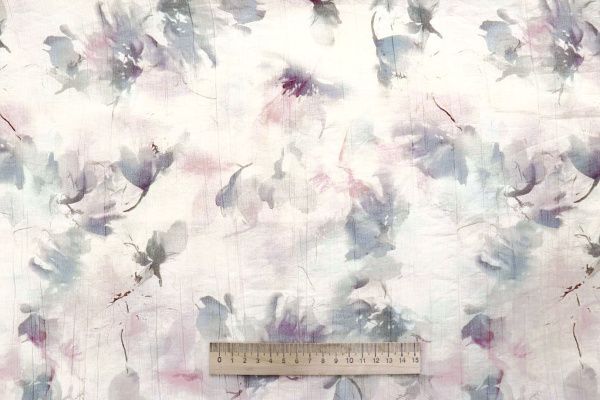 Вуаль "Медея" принт/цветы розово-серые на молочном 12521/D#2/C#3