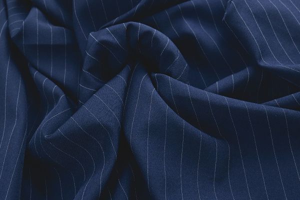 Костюмная ткань/полоска белая на темно-синем 4232-PY/C#3