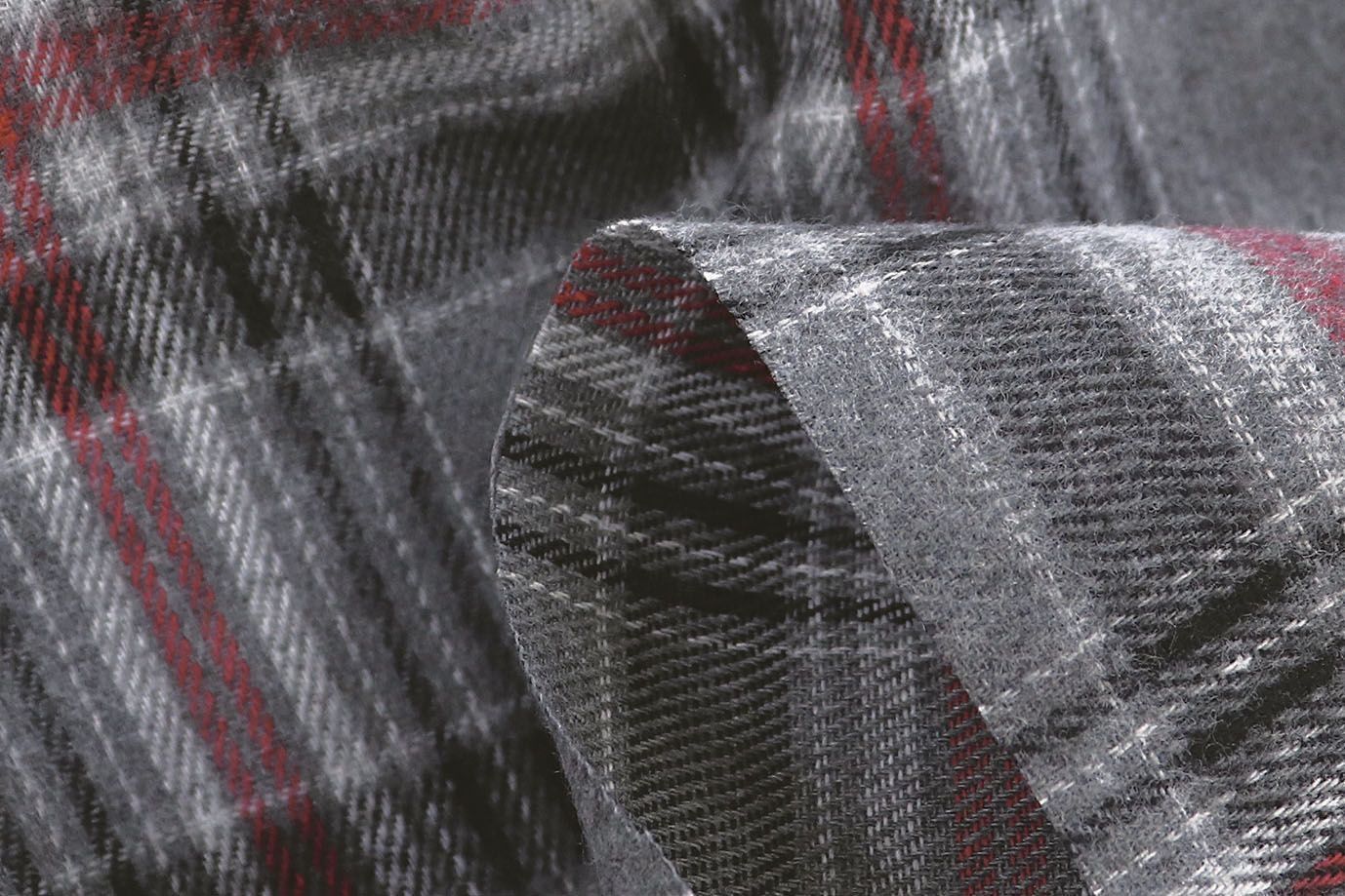 Рубашечная ткань принт/клетка бордовая на сером 1418-PY/D#2/C#2