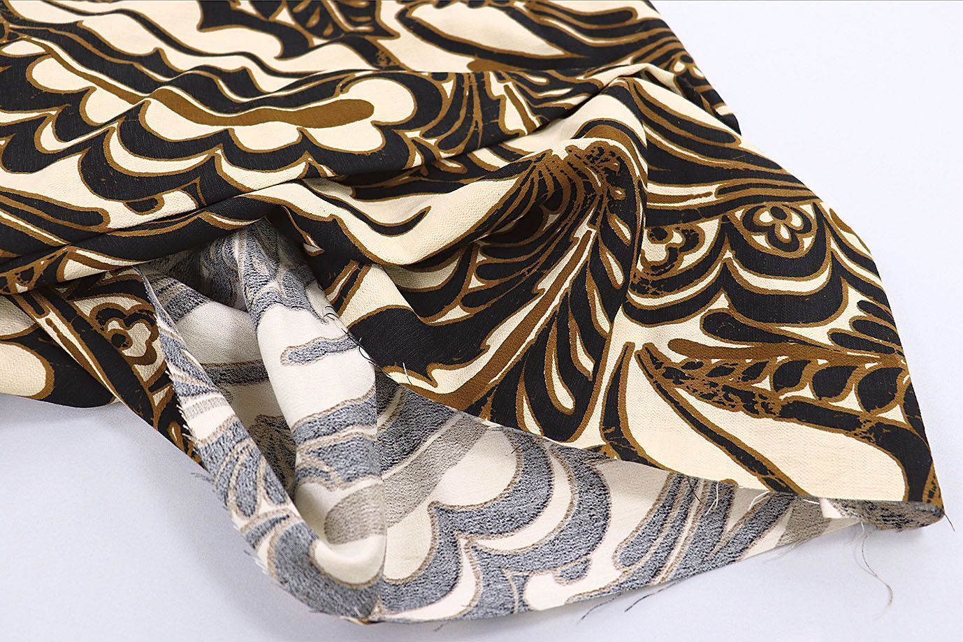 Лен БОХО принт/черно-коричневый на бежевом 3810-PY/D#7/C#3