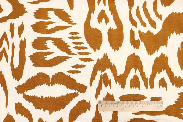 Лен БОХО принт/коричневый на молочном 3857-PY/D#1/C#1