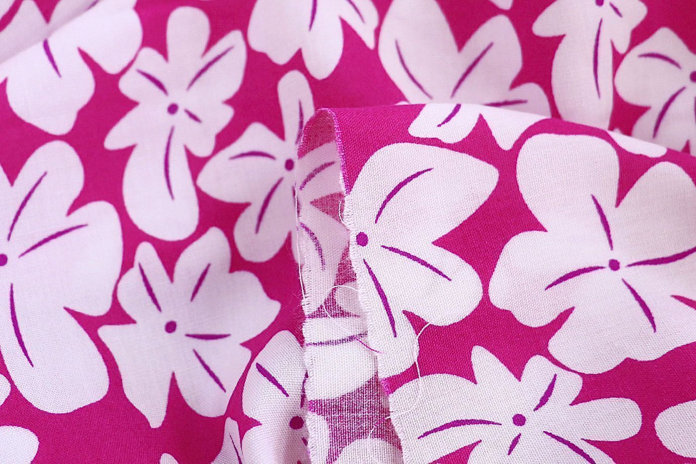 Штапель принт/цветы белые на малиновом 1382-PY/D#15/C#3