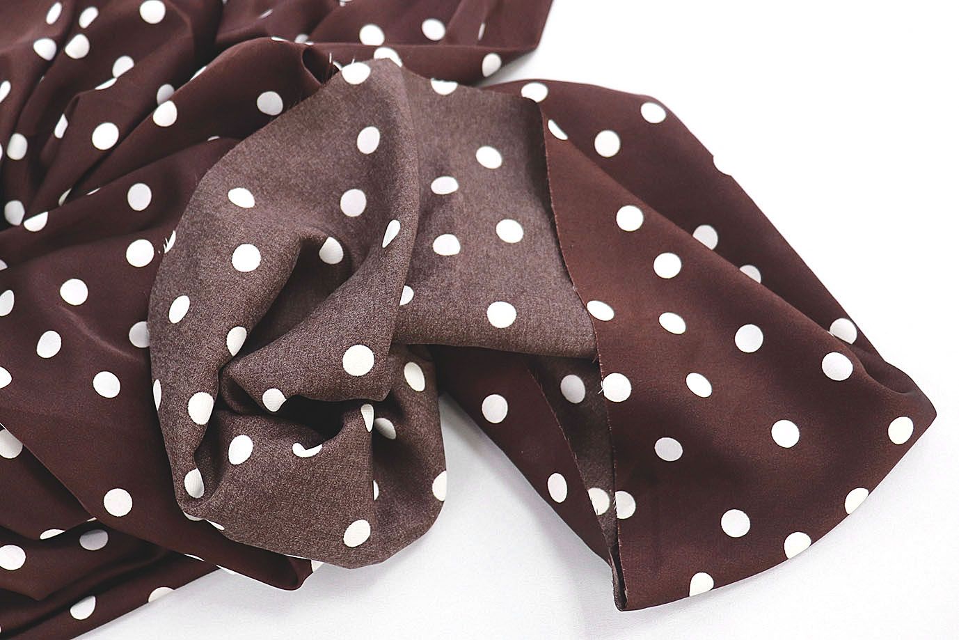 Сатин "Армани" принт/горох белый на темно-коричневом 3999-PY/D#1/C#2