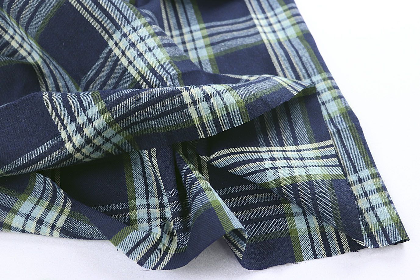 Рубашечная ткань принт/клетка голубая на синем 1418-PY/D#5/C#2