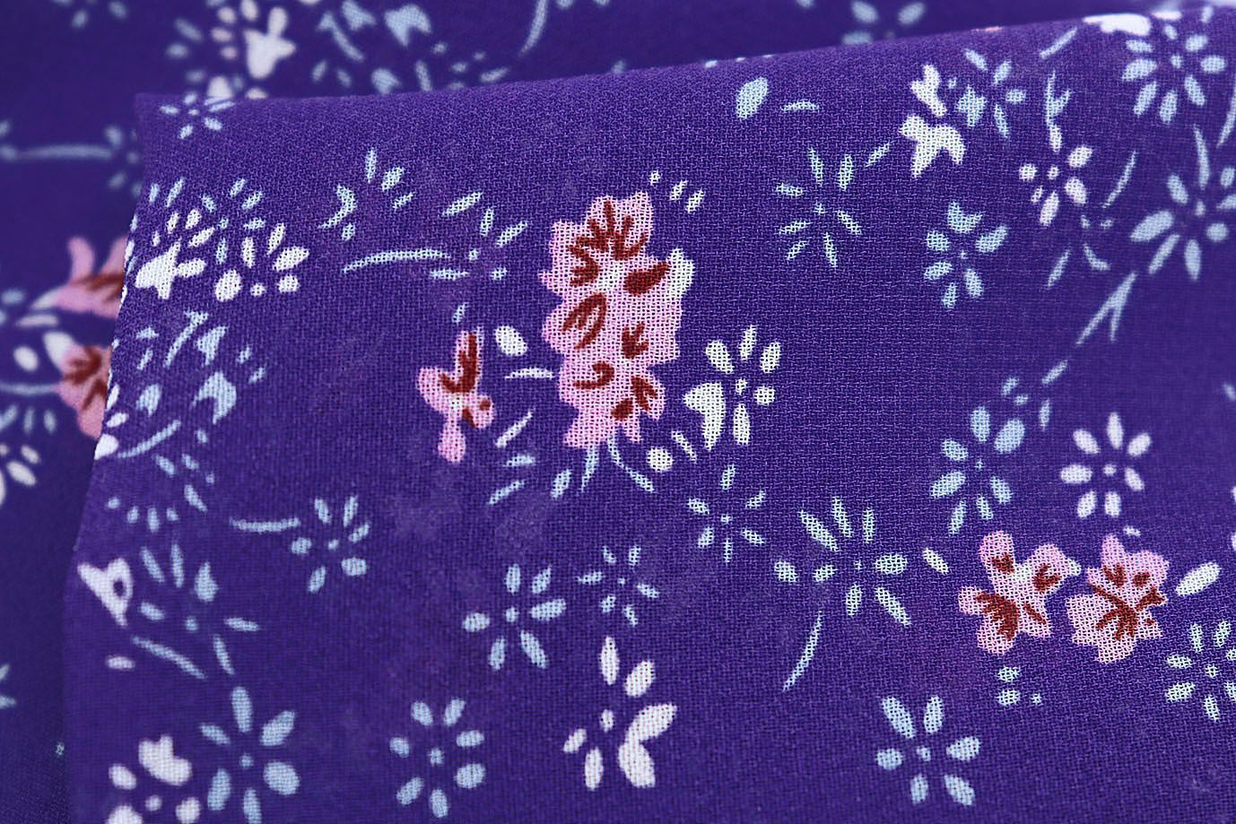Шифон принт/цветы розовые на фиолетовом 3707-PY/D#18/C#4