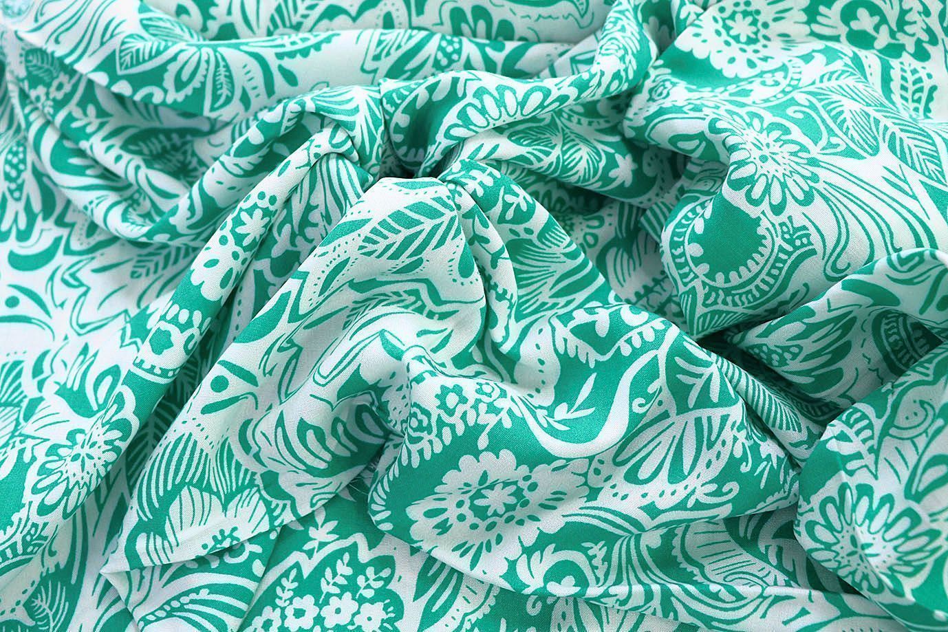 Штапель принт/узор белый на бирюзовом 1374-PY/D#39/C#1