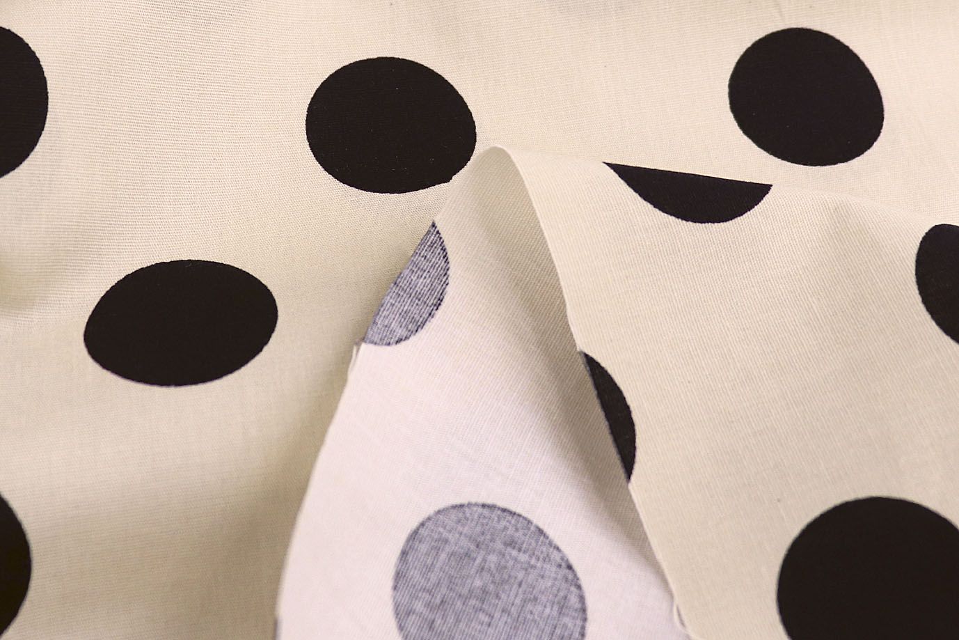 Хлопок "Поплин" стрейч принт/горох черный на бежевом 4235-PY/D#2/C#4