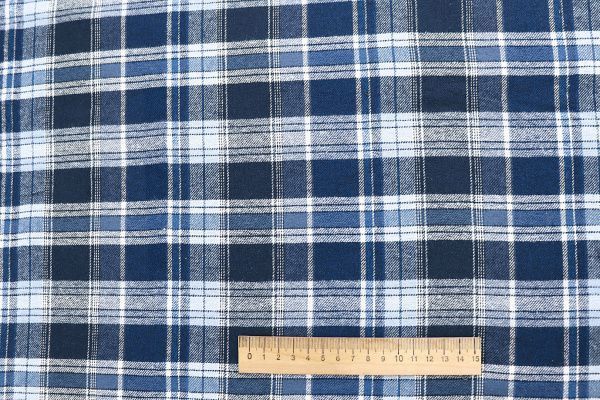 Рубашечная ткань принт/клетка бело-синяя 4015-PY/D#36400/C#1