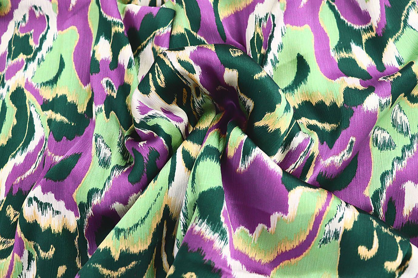 Сатин "София" креш принт/фиолетово-зеленый 3608-PY/D#4/C#3