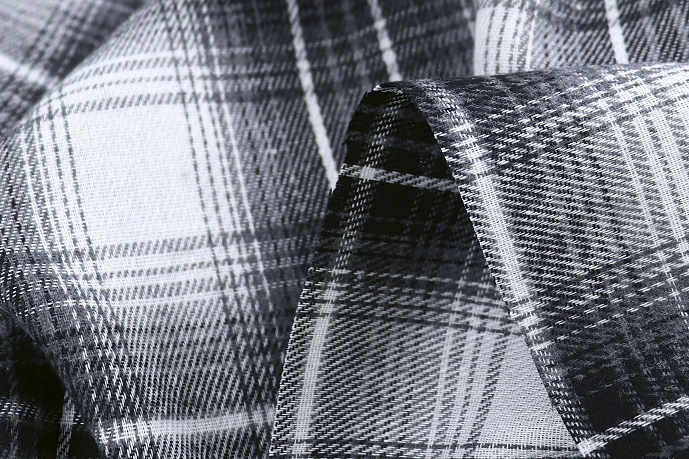 Рубашечная ткань принт/клетка черная на белом 1418-PY/D#6/C#1