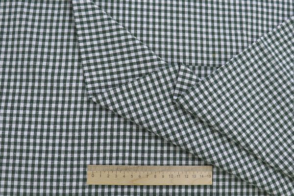 Хлопок принт/клетка зелено-белая 1387-PY/C#4