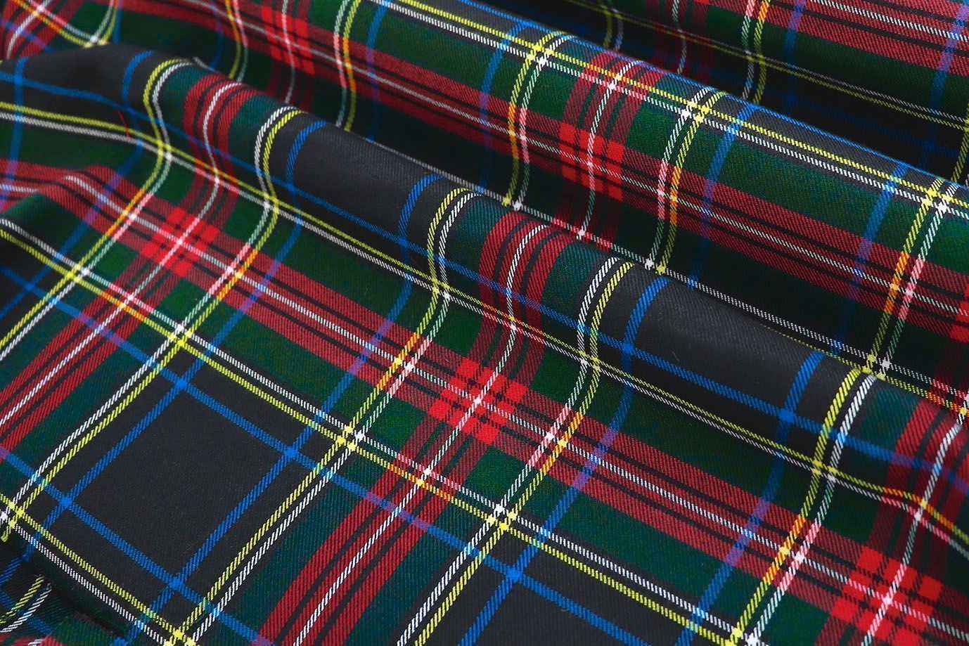 Костюмная ткань "Шотландка" принт/клетка черная 3079/D#1/C#2