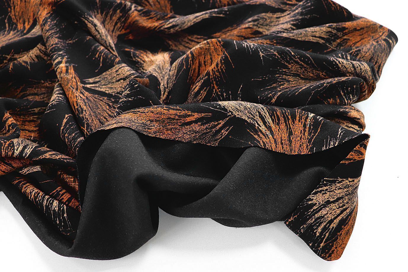 Трикотаж "Модал" принт/кораллово-розовый на черном 3599-PY/D#3/C#3