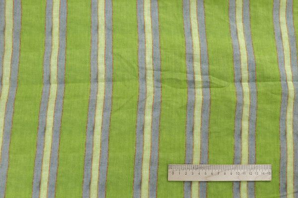 Лен принт/полоска салатово-серая 4195-PY/D#5/C#1