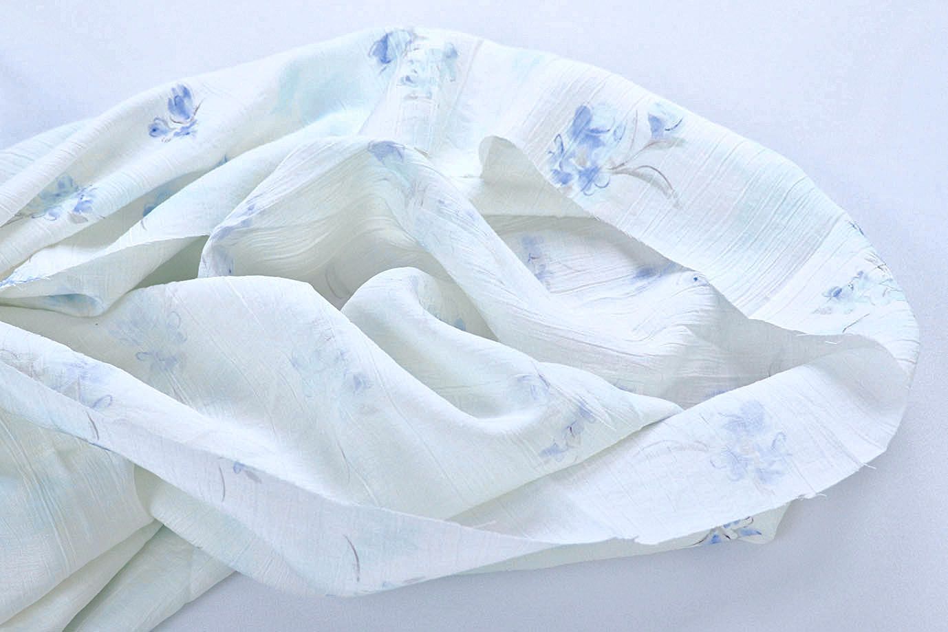 Лен "Медея" принт/цветы синие на белом 4098-PY/D#4/C#2