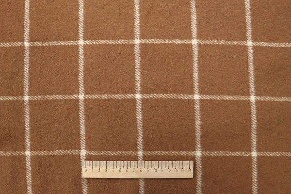 Пальтовая ткань принт/клетка белая на коричневом AP211001088/D#908-2104/C#3