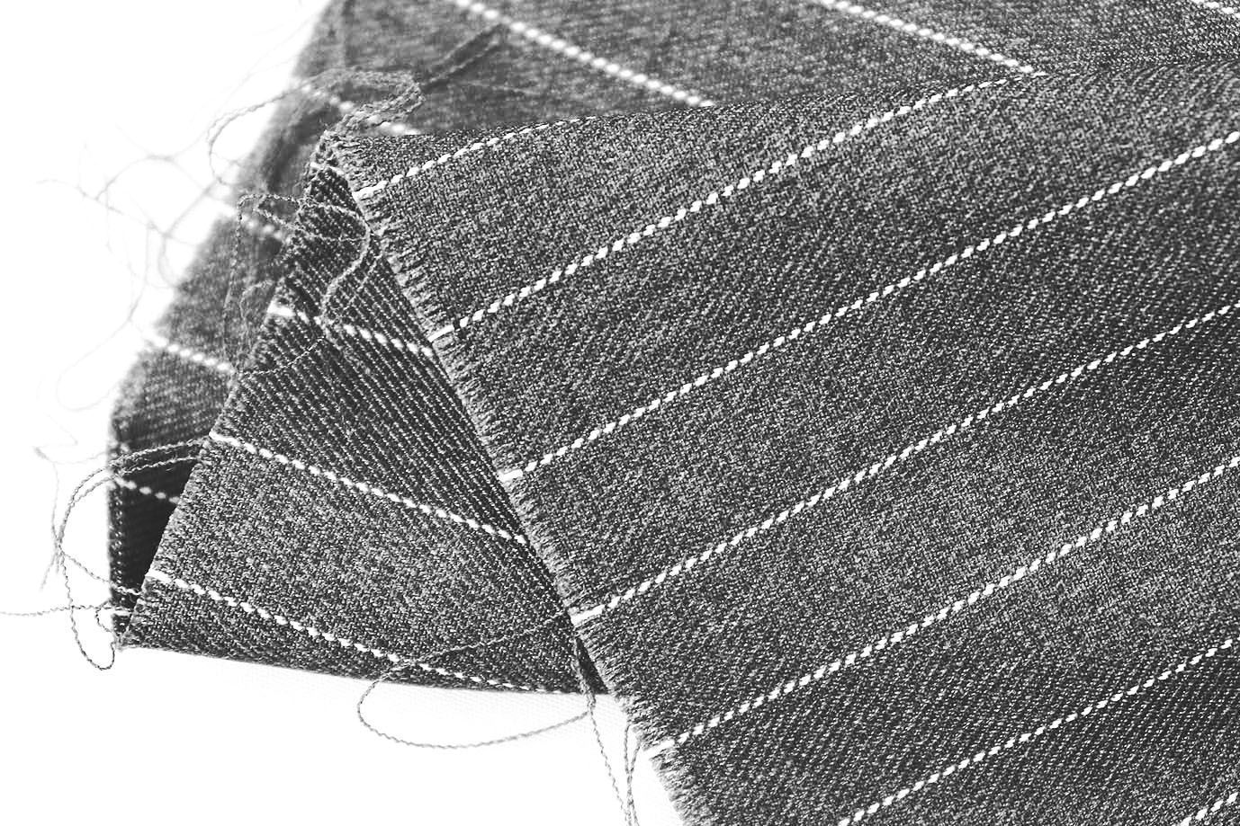 Костюмная ткань "Полоска" стрейч принт/серо-белый 3961-PY/C#2