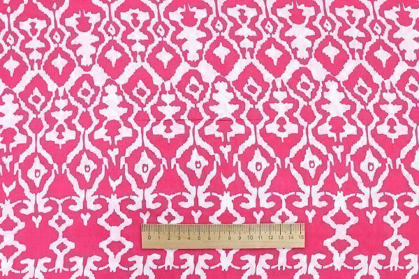 Штапель принт/узор белый на розовом 1374-PY/D#52/C#4