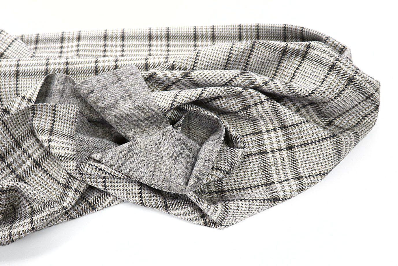 Трикотаж жаккард принт/клетка серо-бежевая 3098/D#2/C#1