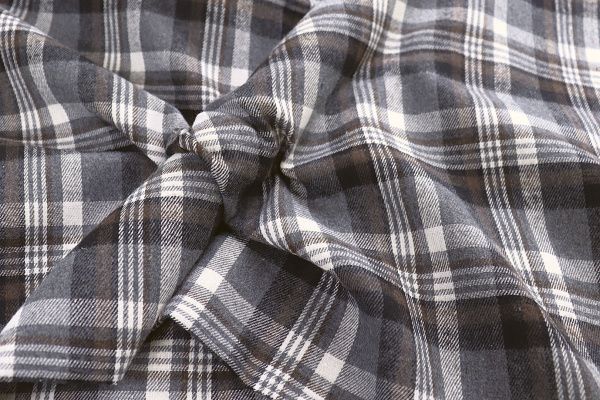 Рубашечная ткань принт/клетка коричневая на темно-сером 1418-PY/D#1/C#3