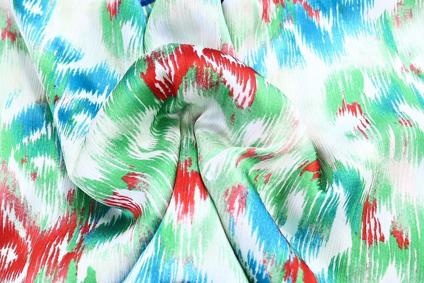 Сатин "София" креш принт/красно-бирюзовый на бежевом 3608-PY/D#3/C#1