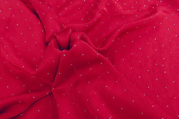 Шелк "Токио" креш со стразами/красный 3805-PY/C#23