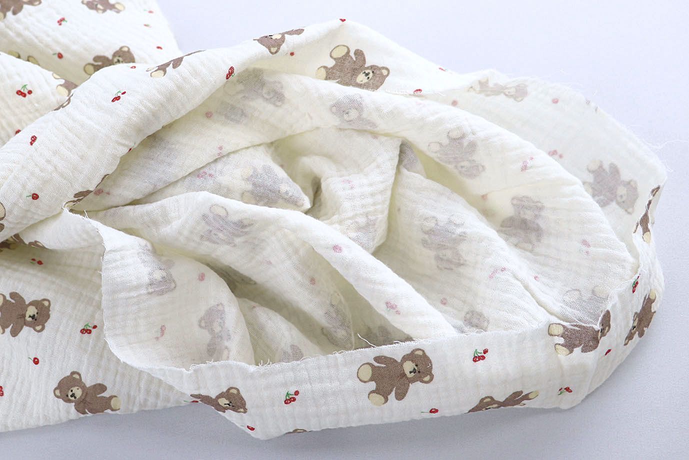 Муслин принт/мишки коричневые на белом 4017-PY/D#9