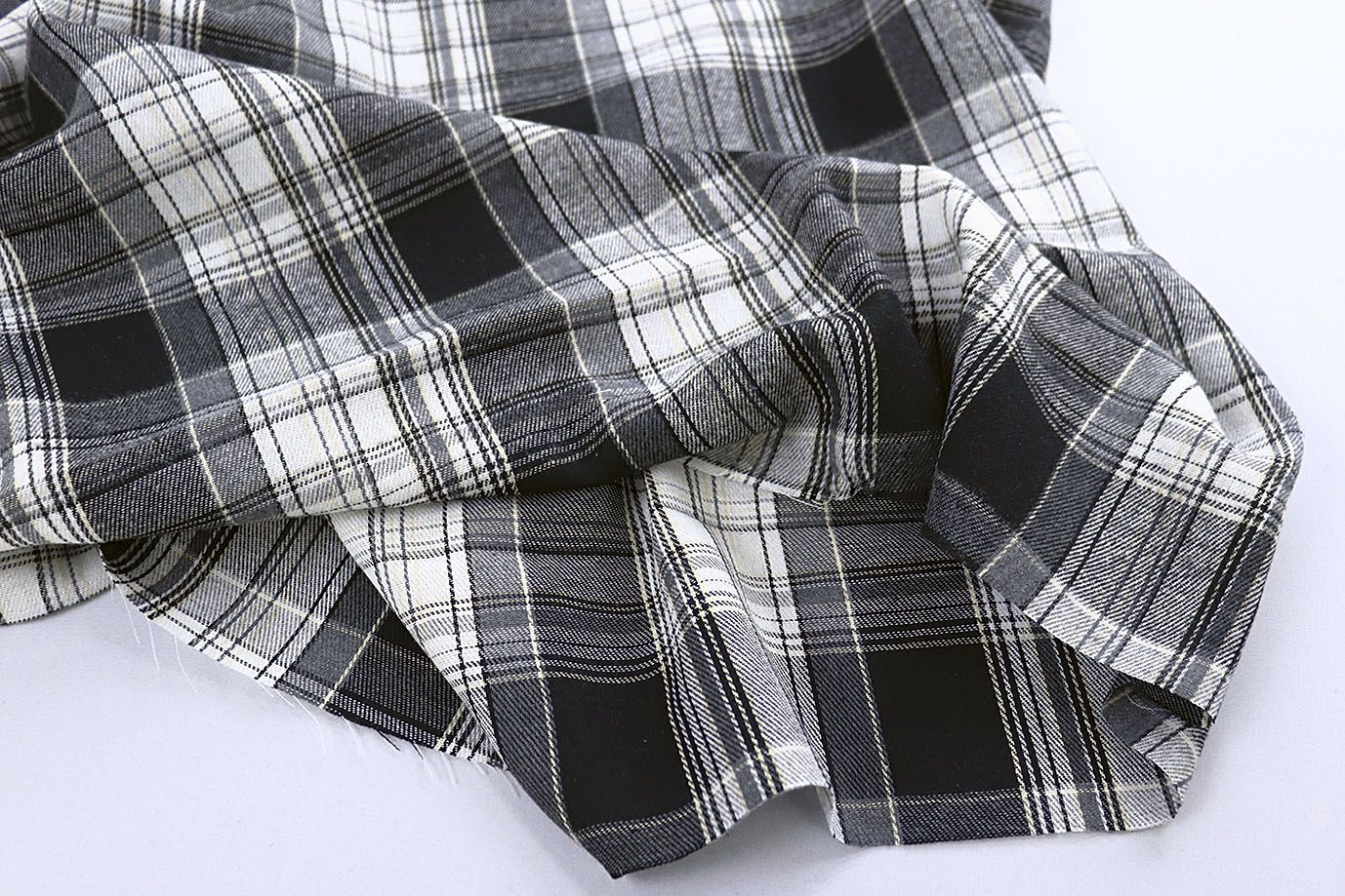 Рубашечная ткань принт/клетка черная на белом 1418-PY/D#19/C#1