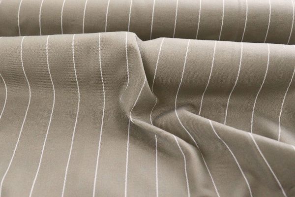 Костюмная ткань принт/полоска белая на бежевом 3962-PY/C#1